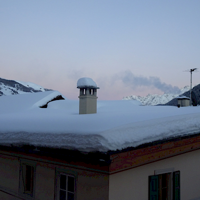 Ausblick vom Zimmer mit Abendrot